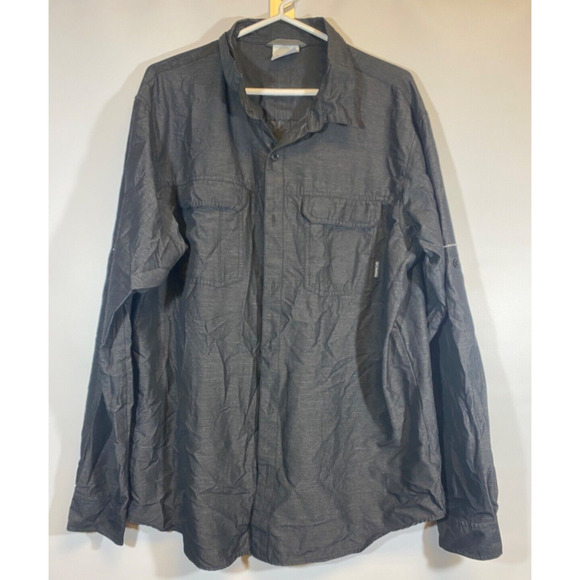 COLUMBIA Sportswear LS Button Front Striped Shirt SZ XL Gray Omni-Wick Mens D20 - Picture 1 of 5